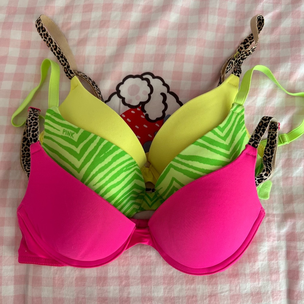Victoria secret PINK neon bundle! Three size 32B bras.